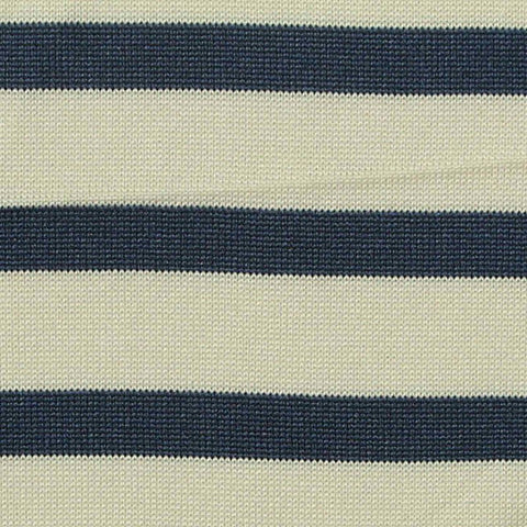 Navy Horizontal-Stripe Jersey Knit, Polyester, 150 gsm