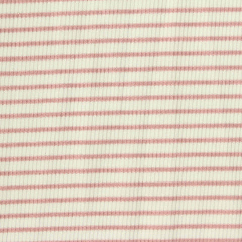 Pink Horizontal-Stripe Rib Knit, Polyester, 193 gsm