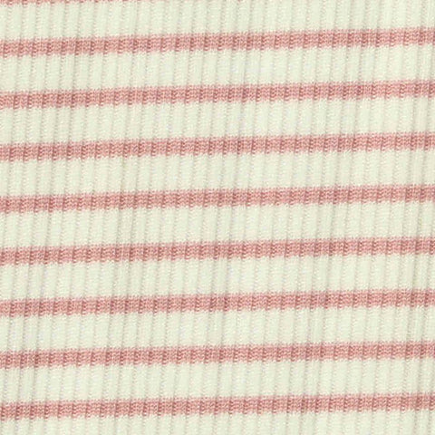 Pink Horizontal-Stripe Rib Knit, Polyester, 193 gsm