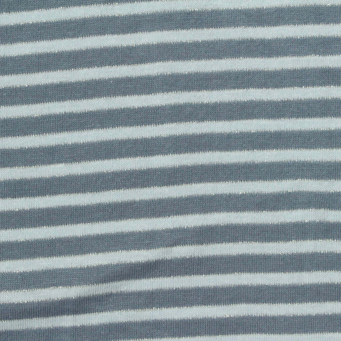 Grey-Blue Horizontal-Stripe Jersey Knit, Cotton