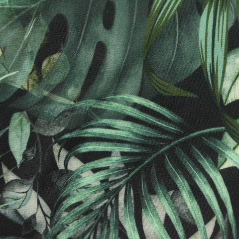 Green Tropical-Leaf Ponte Knit, Polyester