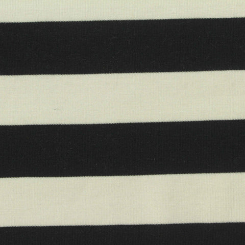 Black Horizontal-Stripe Jersey Knit, Tencel Lyocell, 230 gsm