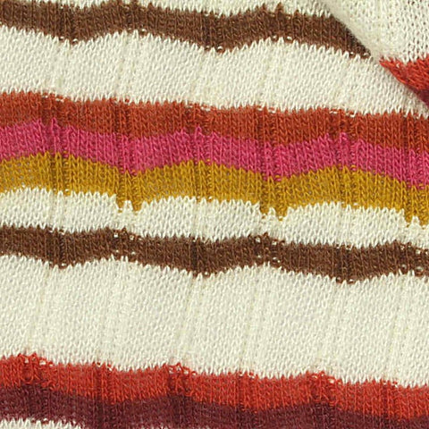 Off-White Horizontal-Stripe Rib Knit, Poly-Viscose, 180 gsm