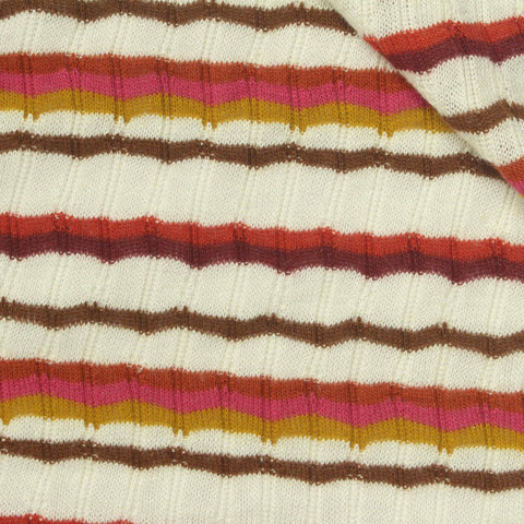 Off-White Horizontal-Stripe Rib Knit, Poly-Viscose, 180 gsm