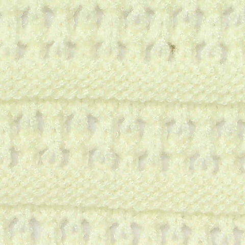 Cream Textured-Band Pointelle Knit, Viscose-Poly