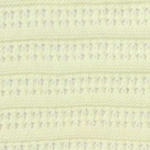 Cream Textured-Band Pointelle Knit, Viscose-Poly