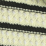 Black Horizontal-Stripe Pointelle Knit, Poly-Cotton — texture