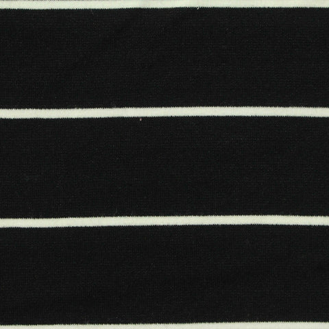 White Horizontal-Stripe Ponte Knit, Cotton-Poly, 280 gsm