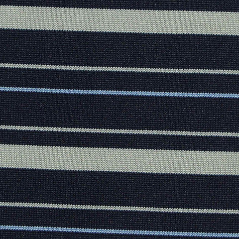Navy Horizontal-Stripe Jersey Knit, Polyester, 160 gsm