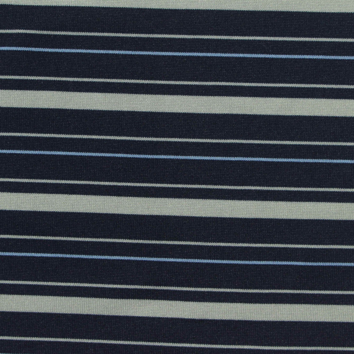 Navy Horizontal-Stripe Jersey Knit, Polyester, 160 gsm