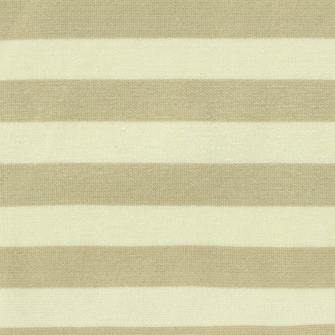 Beige Horizontal-Stripe Ponte Knit, Viscose-Nylon, 310 gsm