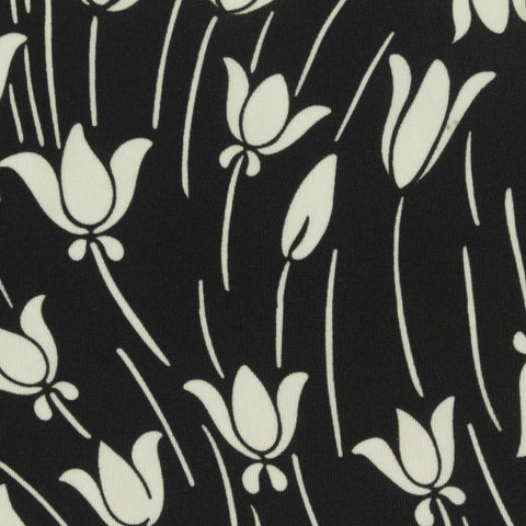 White Flowers Jersey Knit, Viscose, 230 gsm