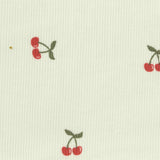 Fine Floral Cotton Stretch Rib Knit Fabric, 220 gsm, 129 cm — Beige