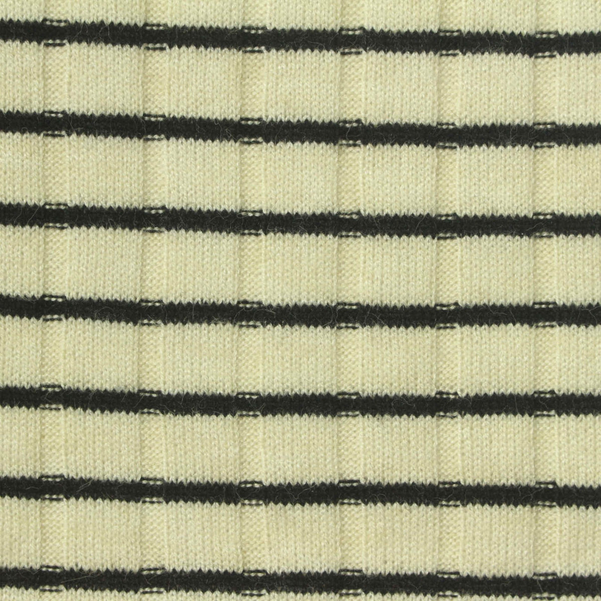 Cream Horizontal-Stripe Rib Knit, Viscose-Poly, 180 gsm