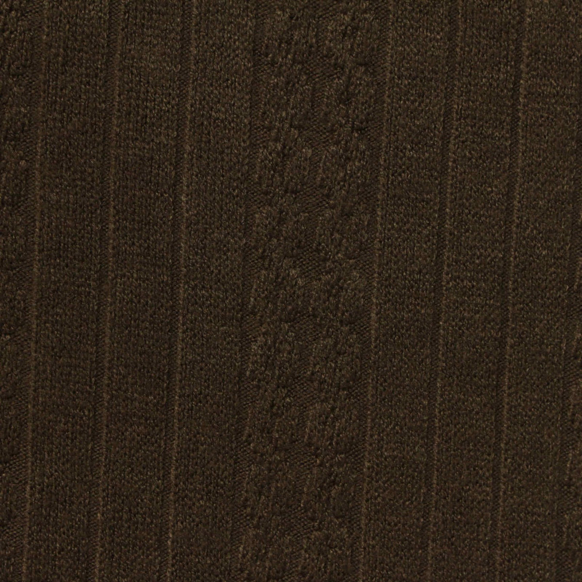 Dark Brown Vertical-Stripe Rib Knit, Viscose-Poly