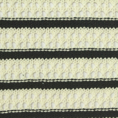 Black Horizontal-Stripe Pointelle Knit, Poly-Cotton, 300 gsm