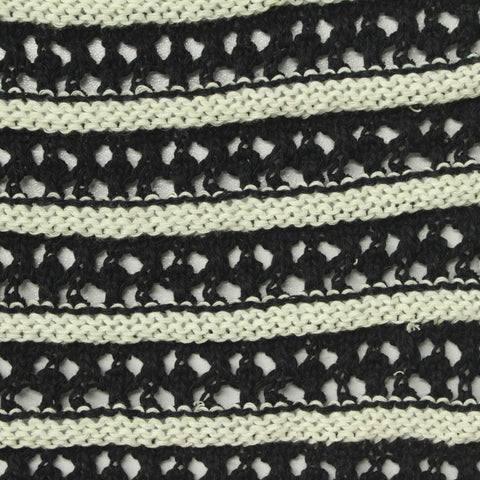 Cream Horizontal-Stripe Pointelle Knit, Poly-Cotton