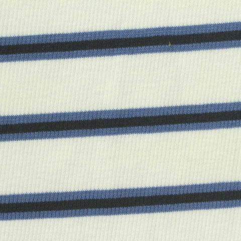 Off-White Horizontal-Stripe Rib Knit, Poly-Viscose, 250 gsm, 130 cm