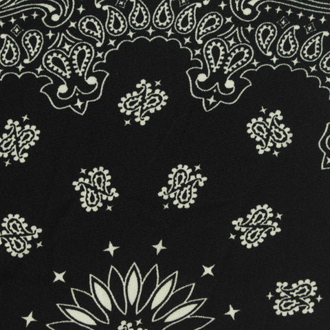 Black Paisley Linen-Look, Polyester, 220 gsm