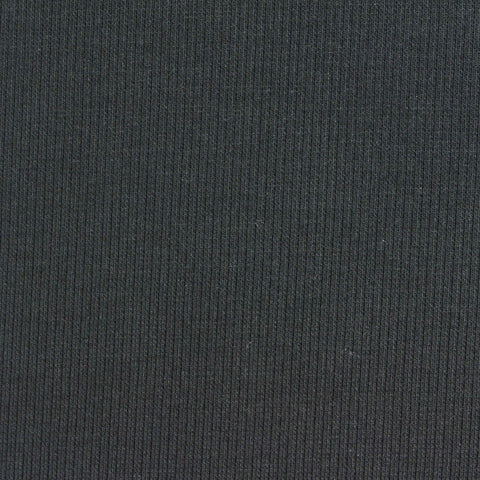 Polyester Cotton Stretch Rib Knit Fabric, 390 gsm, 130 cm — Black