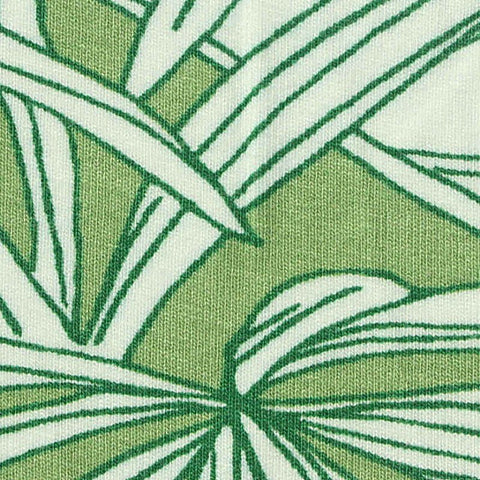 Green Tropical-Leaf Jersey Knit, Viscose