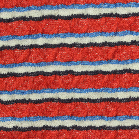 Red Horizontal-Stripe Jersey Knit, Viscose-Poly, 320 gsm