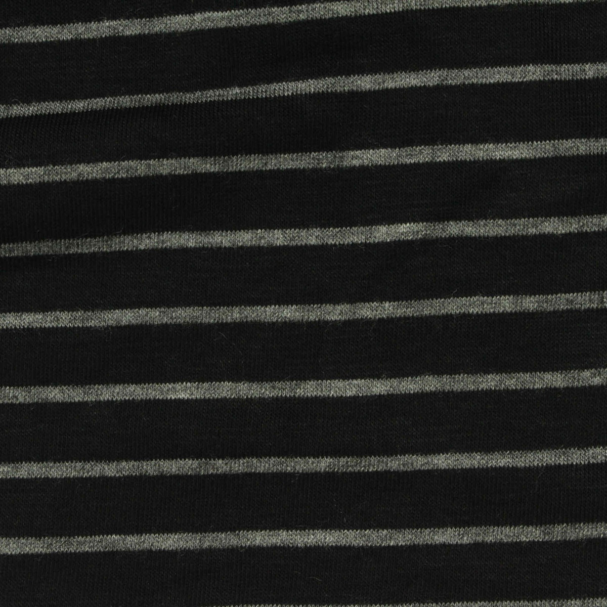 Black Horizontal-Stripe Jersey Knit, Viscose, 155 gsm, 172 cm