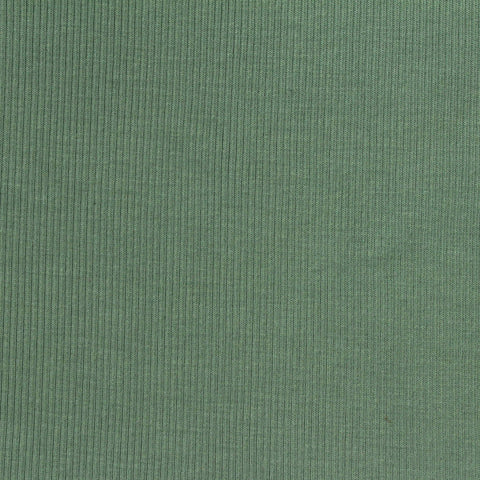 Brushed Viscose Stretch Rib Knit Fabric, 260 gsm, 154 cm — Green