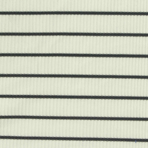 Dark Grey Horizontal-Stripe Rib Knit, Polyester, 173 gsm