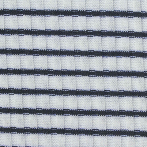 Black Horizontal-Stripe Rib Knit, Polyester, 240 gsm