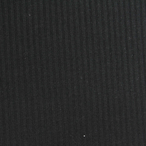 Cotton Polyester Stretch Rib Knit Fabric, 240 gsm, 145 cm — Black