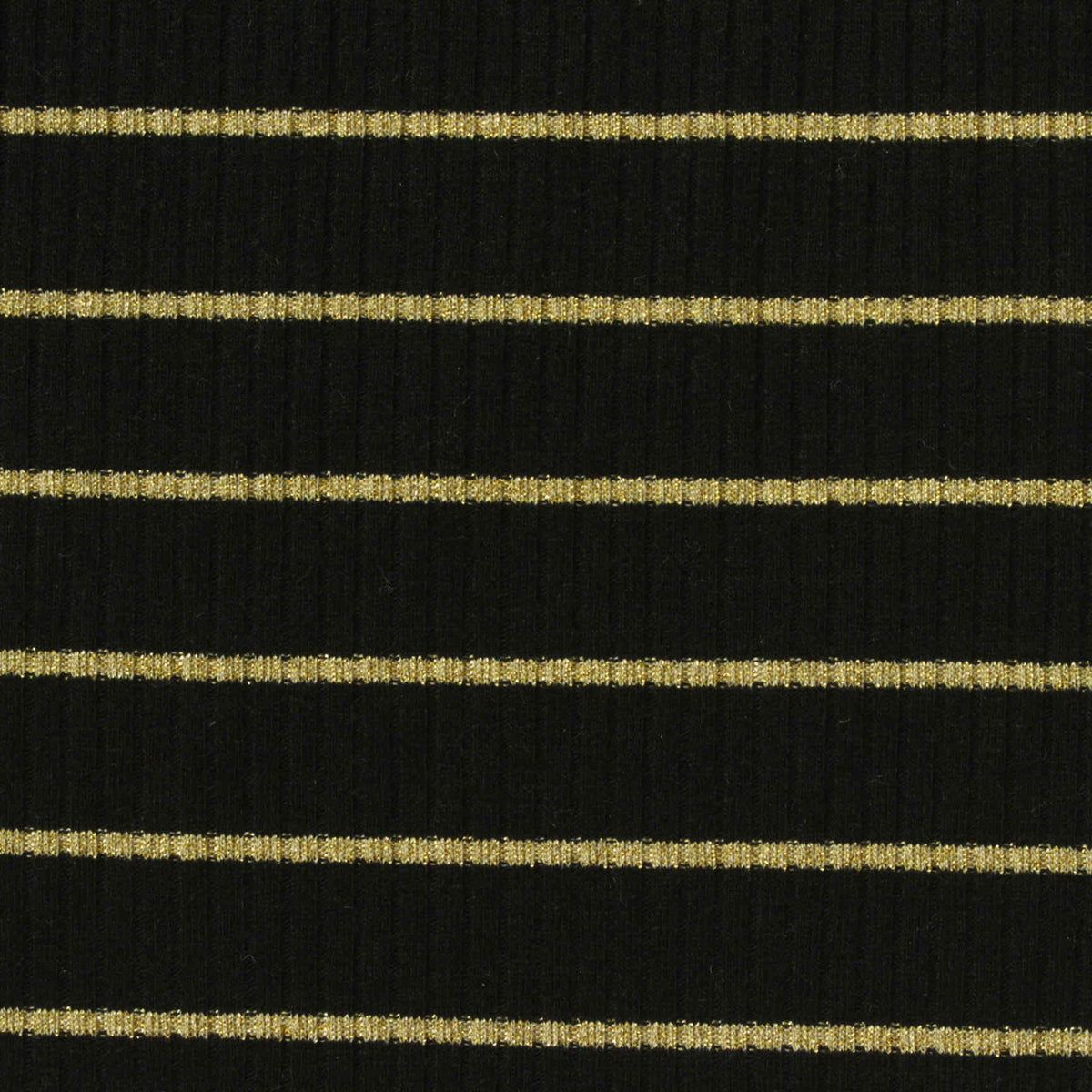 Black Horizontal-Stripe Rib Knit, Poly-Viscose, 225 gsm