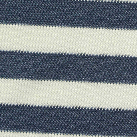 Navy Horizontal-Stripe Piqué Knit, Polyester