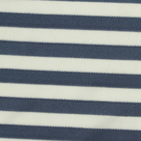 Navy Horizontal-Stripe Piqué Knit, Polyester
