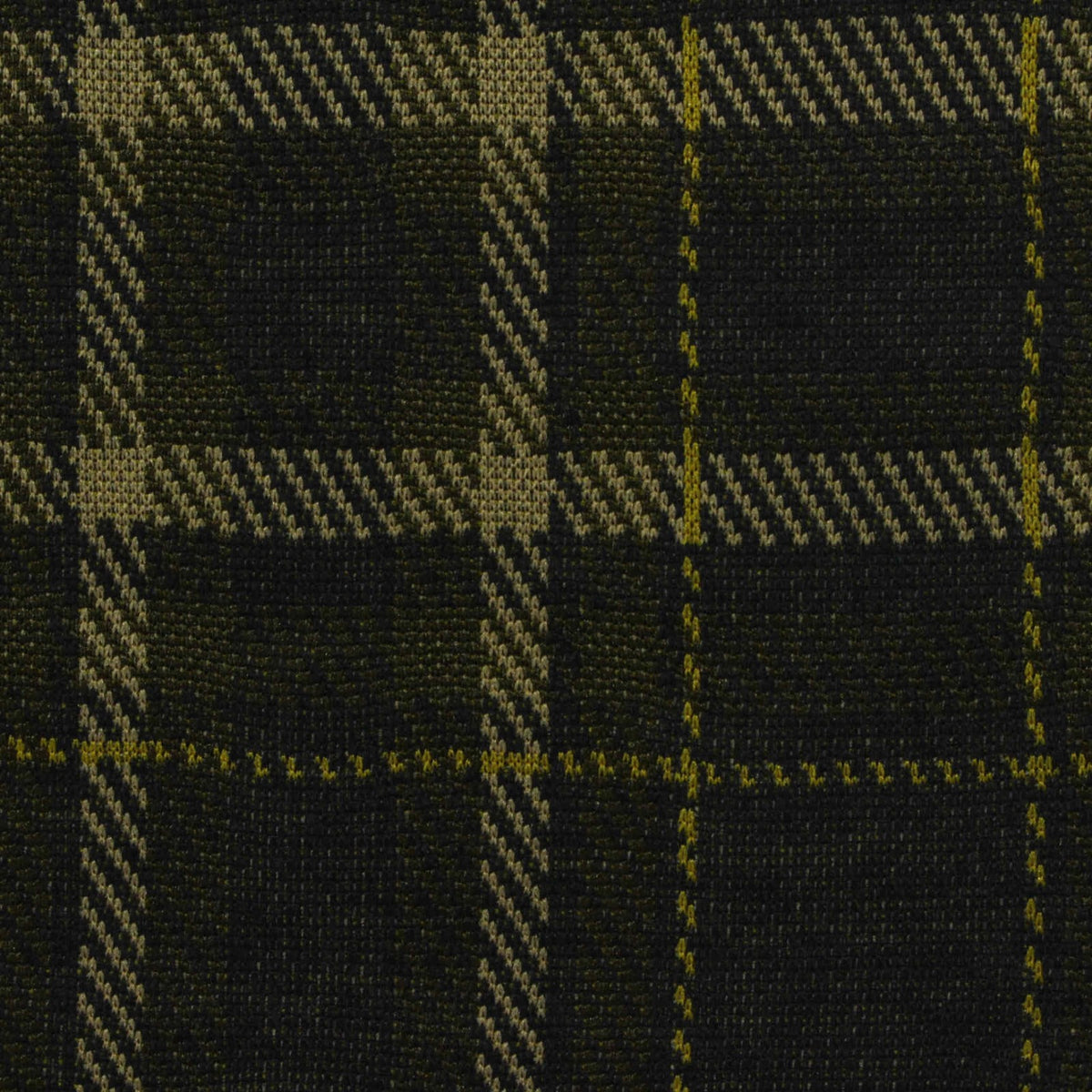 Dark Green Plaid Interlock Knit, Polyester, 270 gsm