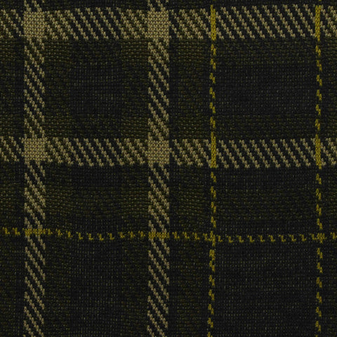 Dark Green Plaid Interlock Knit, Polyester, 270 gsm