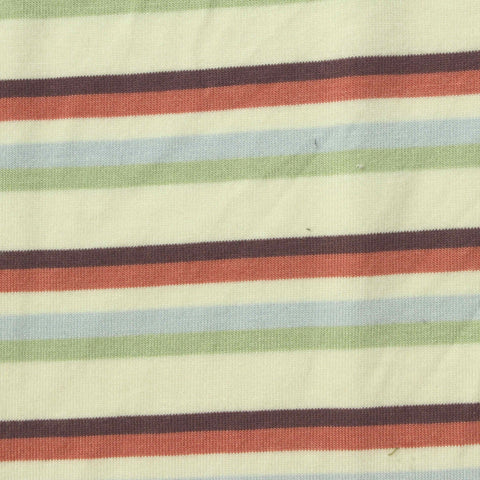 Cream Horizontal-Stripe Jersey Knit, Viscose, 190 gsm