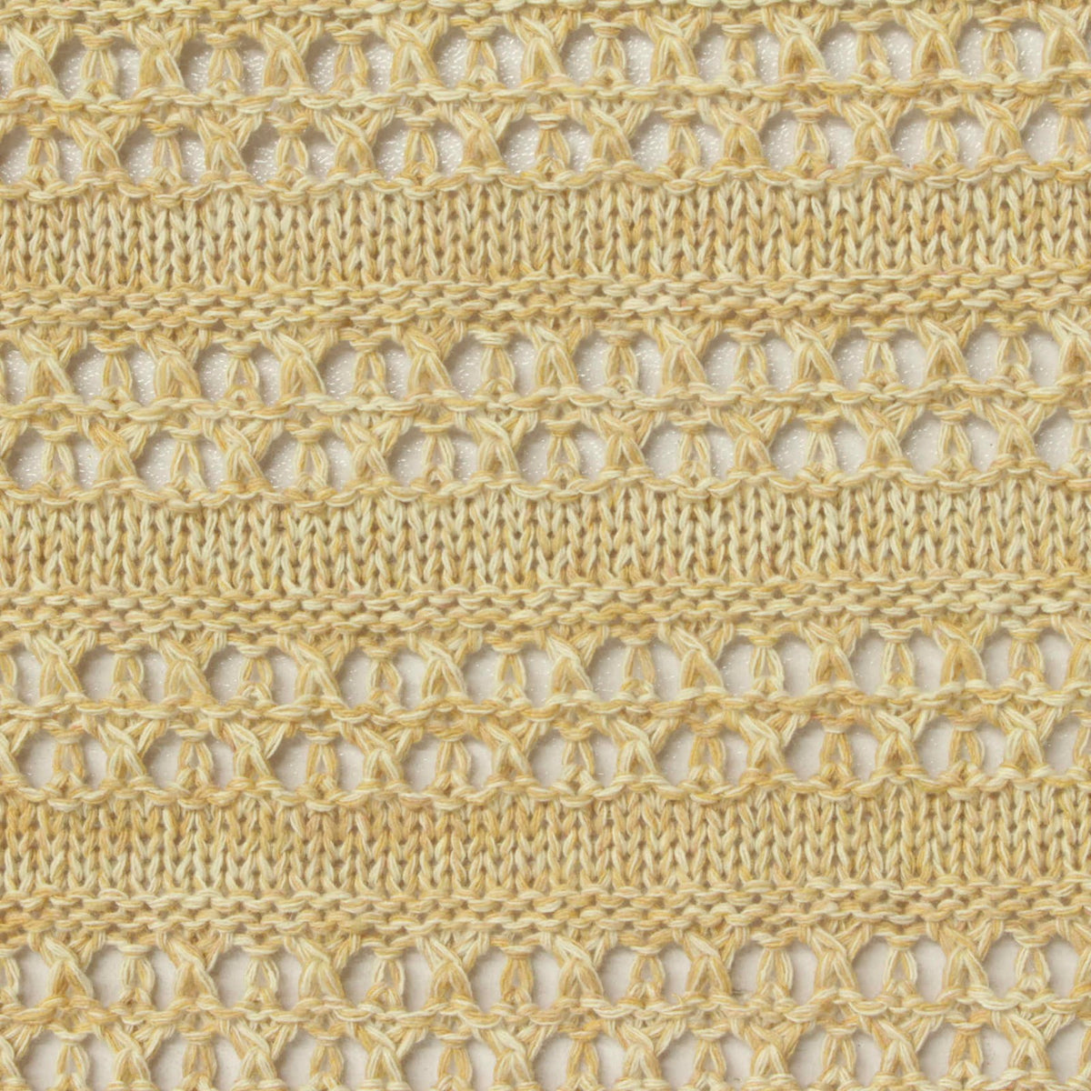 Light Yellow Openwork-Band Pointelle Knit, Poly-Cotton