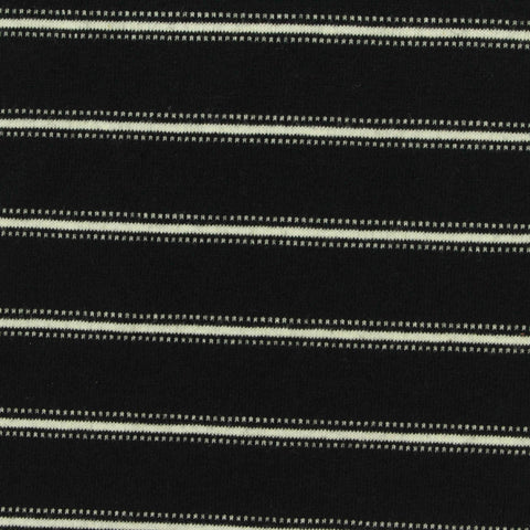 White Horizontal-Stripe Jersey Knit, Cotton, 160 gsm