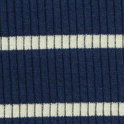 Off-White Horizontal-Stripe Rib Knit, Poly-Viscose, 260 gsm
