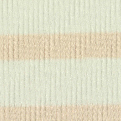 Cream Horizontal-Stripe Rib Knit, Poly-Viscose, 250 gsm