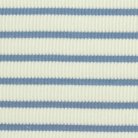 Blue Horizontal-Stripe French Terry, Poly-Viscose