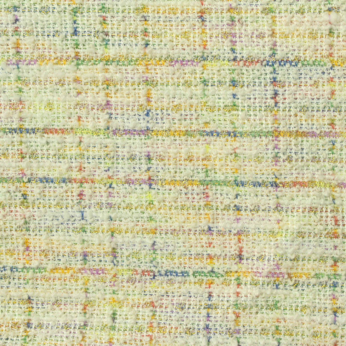 Yellow Subtle-Plaid Bouclé, Poly-Cotton