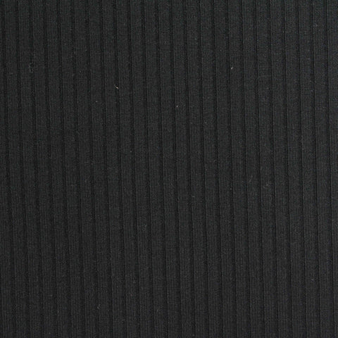 Viscose Stretch Rib Knit Fabric, 380 gsm, 145 cm — Black