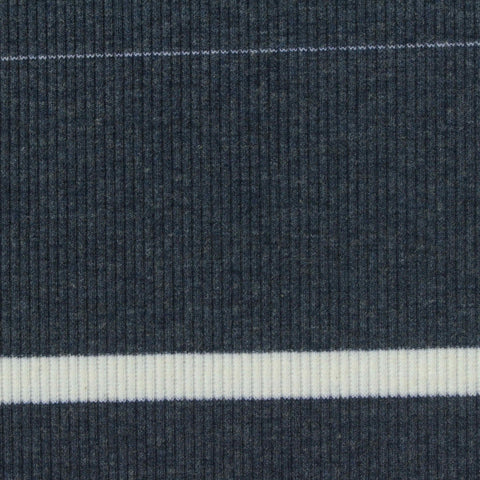 Dark Grey Stripe Rib Knit, Cotton-Poly