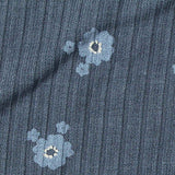 Light Blue Floral Rib Knit, Viscose — texture