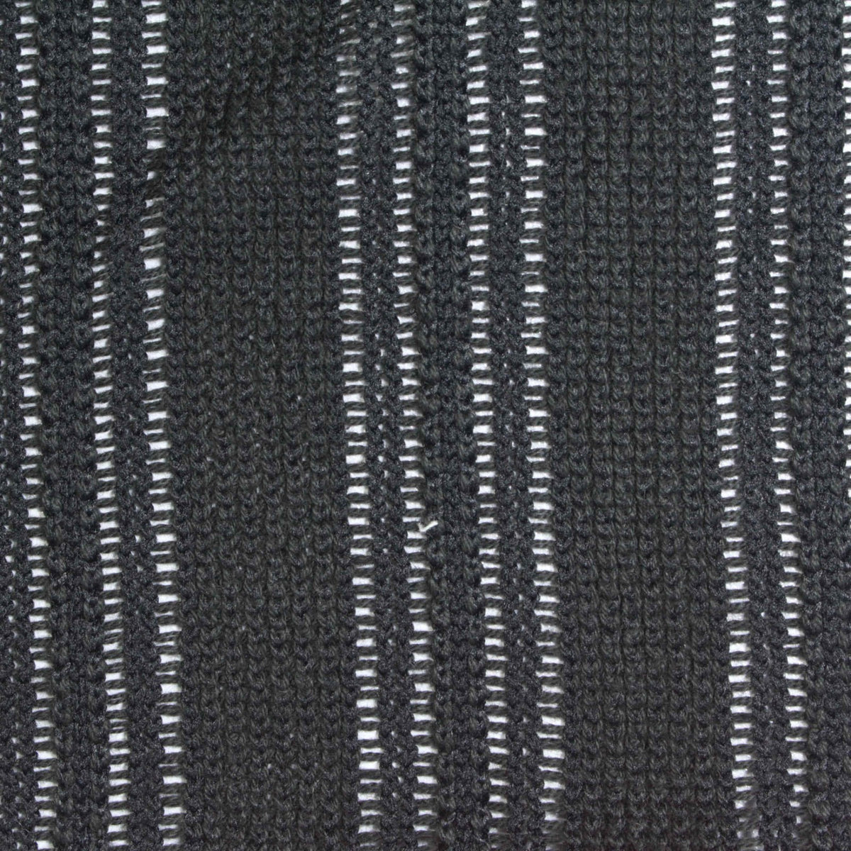 Dark Grey Openwork-Stripe Warp Knit, Cotton-Poly