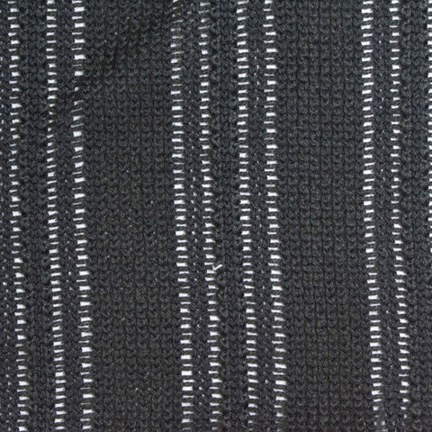 Dark Grey Openwork-Stripe Warp Knit, Cotton-Poly