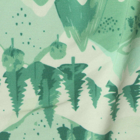 Green Geometric Jersey Knit, Modal