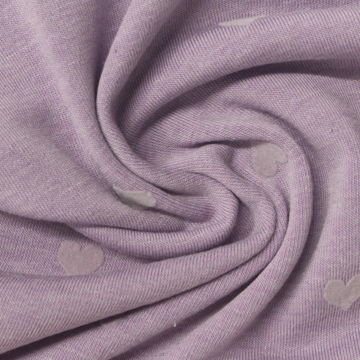 Light Purple Hearts French Terry, Poly-Viscose